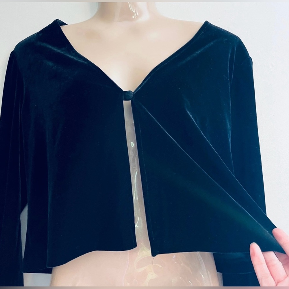 Donna Ricco Black Velvet Long Sleeve Cardigan Sweater SZ10 - Picture 3 of 5
